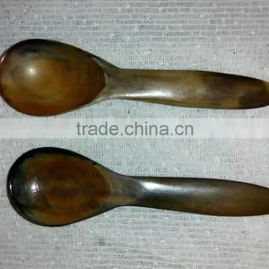 Spoon/Black Wood Handle Horn Salad Spoon/Cutlery Serving Spoons 2 thumbnail-4