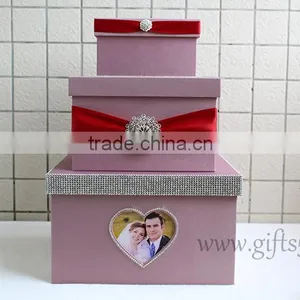 Elegant Wedding Gift Card Holder 3 Tier White Wedding Card Box Wholesale thumbnail-1