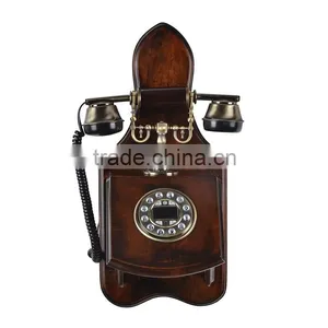 Antique Wooden Phone Home Decorative Wall Mounted Telephone Corded thumbnail-2