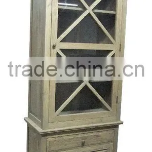 Solid Oak Showcase/tall Cabinet thumbnail-1