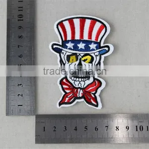 Lovely Design Person Skull Pattern Patches Polyerster Embroidery Fabric Patch Trim Red and White Color for Wholesale thumbnail-5