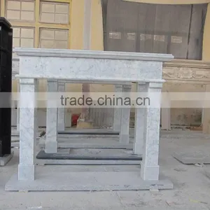 Beige Marble Arts Craft Fireplace Mantel, Natural Stone Fireplace thumbnail-3