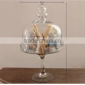 Large Hand Blown Home or Wedding Table Centerpieces Bell Glass Jars With Long Stem for Food Store thumbnail-4