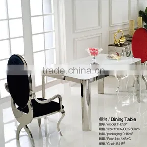 TH356 Stainless Steel Simple Glass Rectangle Dining Table thumbnail-2