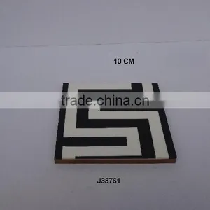 Black and White Bone Mosaic Pattern Coaster Available in Other Patterns and Colours thumbnail-1