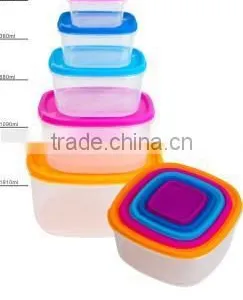 Rainbow Food Storage Set, 5pcs Plastic Food Container,square Storage Box. thumbnail-1