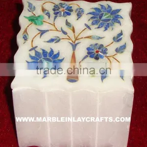 Designer Marble Stone Inlay Box Handcrafted Marble Box, Handmade Marble Box, Marble Jewellery Boxes thumbnail-1