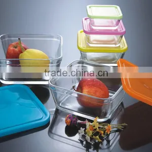 Engraved Square Glass Bowl Set,high Quality 5pcs Glass Bowl With Lid,glassware Set thumbnail-1