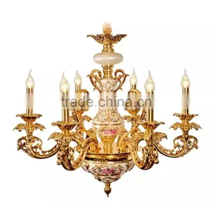 Luxurious Vintage Victorian Style Royal Imperial Blue Porcelain and Crystal Golden Brass Pendant Lamp, Chandelier BF12-05254g thumbnail-3