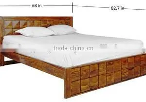 Honey Brown Color Wooden Queen Size Bed thumbnail-1