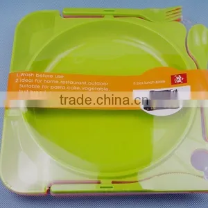 Plastic Square Lunch Box With Pork,fork and Knife thumbnail-1