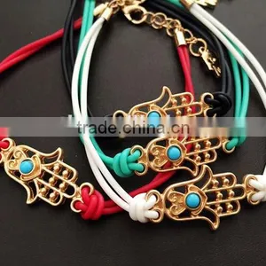 Gold Hamsa Hand Rubber Bracelet thumbnail-4