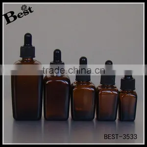 All Size Square Amber Essential Oil Glass Bottle Dropper Cap Essential Oil Bottle Glass Dropper thumbnail-5