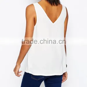 V Front and V Back Fashion Women White Vest thumbnail-3