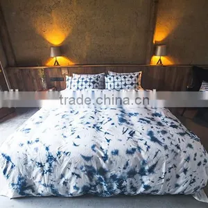 Handmade Tie Dye Bedspread Hand Dyed Shibori Bedding Set King Cotton Bed Cover Set thumbnail-1