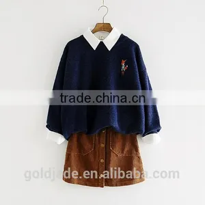 2016 New Korean Style Spring Winter Autumn Round Neck Long Sleeve Plain Women Sweater thumbnail-2
