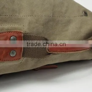Unisex Vintage Casual Cotton Canvas Leather Backpack Rucksack Hand Bag Bookbag ,Lagtop Bag,Travel Bag,Day Bag, Computer Bag For thumbnail-4
