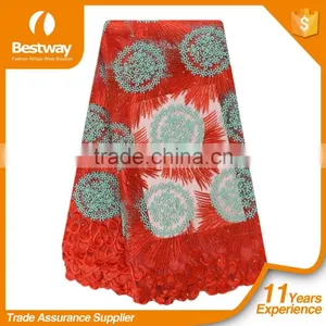New Design Hot Selling French Net Lace Fancy Beautiful Embroidered Dress French Lace With Stones FL0243 thumbnail-1