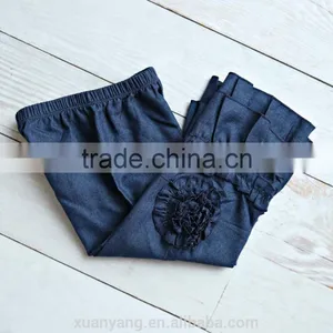 Casual Girls Denim Pants Boutique Jeans Ruffle Pants for Kids Wide Leg Kids Pants thumbnail-1