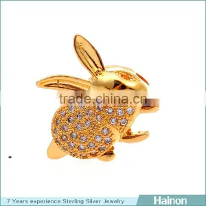 Rabbit Shape 18k Gold Sterling Silver Beads Factory Oem thumbnail-1