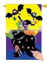28''x44''Happy Halloween Bats and Witch Flag thumbnail-1