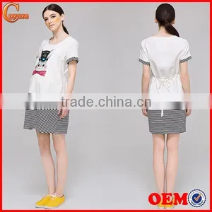 100% Cotton Maternity Dress Cute Outdoor Pregnancy Clothes Shortsleeve Dress Wholesale Maternity Clothing thumbnail-1