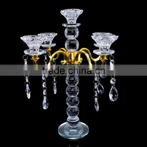 High Quality 5 Arms Crystal Centerpieces Votives Candle Holders Suitable for Wedding Decoration thumbnail-1