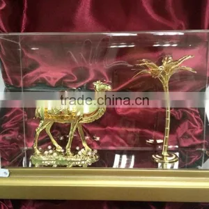 NEW Style Noble Customized Made Beautiful 24k Gold Plated Camel and Coconut Tree & Acrylic Cover With Home Office Decor & Gift thumbnail-1