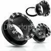 Black Anodized 18mm, 20mm, 22mm Screw Cut Body Piercings Jewelry / Flesh Tunnel Plugs thumbnail-1