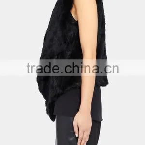 YR827 1*1 Knit Top Quality Fashion Design Factory Quality Ladies Rabbit Fur Gilet thumbnail-3