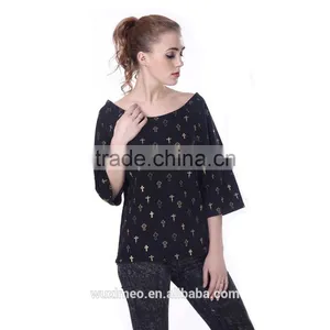 Attractive Fashion Hotsell Black Short Sleeve t Shirt for Women thumbnail-4
