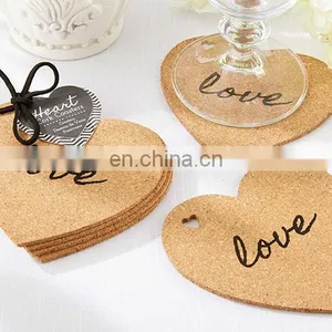 Cheap "Heart Shape" Cork Drink Coasters Sets Wedding Table Decoration thumbnail-1
