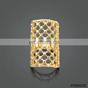 Gold Plated Personalized Square Knuckle Ring Diamond Sparkling Ring Wedding Jewelry thumbnail-1