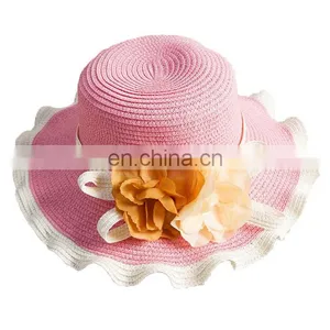 2015 New Fashion Casual Summer Wide Large Brim Cap Sweet Women Beach Straw Hat thumbnail-4