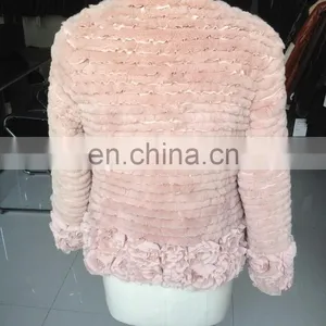 2015 Girl's Pretty Ribbit Fur Coat Pink thumbnail-3