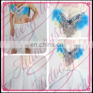 Aidocrystal Belly Dance Egyptian Handmade Blue Bra & Belt Costume thumbnail-1