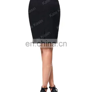 Kate Kasin Occident Women's Black High Stretchy Hips-Wrapped Split Short Pencil Skirt 20" KK000273-1 thumbnail-2