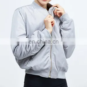 Bomber Custom Gym Hooded Outdoor Sport Polyester Zip Yoga Windproof China Coat OEM Bamboo Cotton New Women Winter Jacket thumbnail-5
