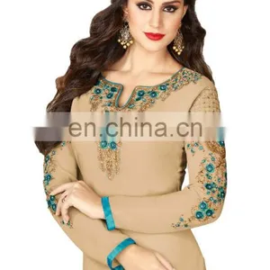 Women's Daily Wear Straight Cut Georgette Salwar Kameez Semi-Stitched thumbnail-2