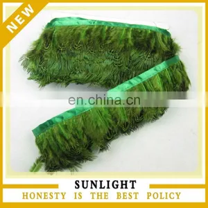 Cheap Feather Fringe Green Pheasant Feather Trim thumbnail-1