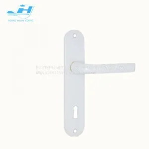 Normal Style Round Corner Plate Aluminum Door Handle With Cylinder Hole Mortise Door Lever Handle Hot Sales Door Lock Handle thumbnail-4