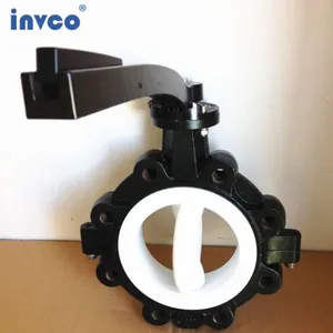 INVCO Pneumatic Butterflyvalve PTFE Lined Lug Wafer Butterfly Valve for Strong Acid thumbnail-2
