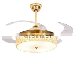 European Luxury Living Room Bedroom Crystal Lamp LED Decorative Stealth Ceiling Fan Fan Lights Restaurant Lights Direct thumbnail-1