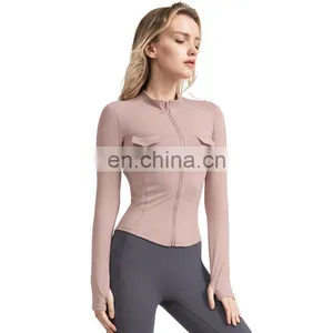 Women Gym Sport Wear Fitness Training Yoga Suit Jacket thumbnail-4