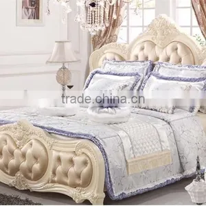 Royal Silver and Purple Bedding Set Luxury Wedding Bedding Set 100% Cotton Embrodiery Bridal Bedding Commerical Bedding Set thumbnail-1