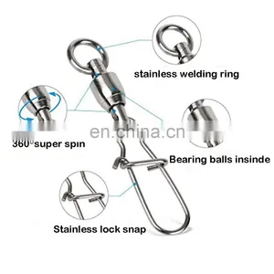 JOHNCOO Wholesale Bulk 0# 1# 2#3# 4# 5# 6# Stainless Steel Fishing Ball Bearing Rolling Swivels Fishing Accessory thumbnail-4