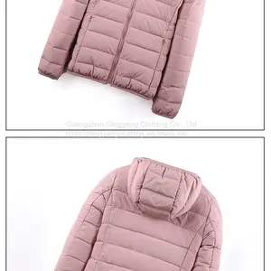 Chinese Factory Wholesale Winter Outdoor Coat Custom Logo Long Sleeves Hooded Down Filled Puffer Women's Jackets thumbnail-5