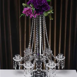 Wholesale 7 Weapons Wedding Crystal Dendritic Candlestick Chandelier Wedding Party Decoration Candelabra Candle Holder thumbnail-5