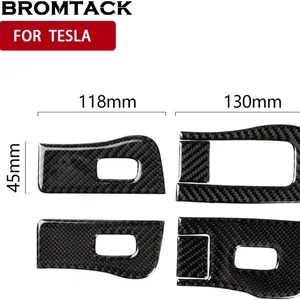 for Tesla Model-3 (2018-2020) Real Carbon Fibre Car Window Lift Switch Button thumbnail-3