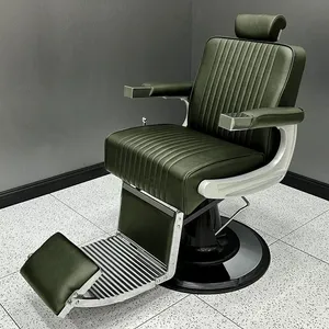 High Quality Sliver Frame Barber Chair Man Barbershop Chairs for Hair Salon Barber Equipment thumbnail-2
